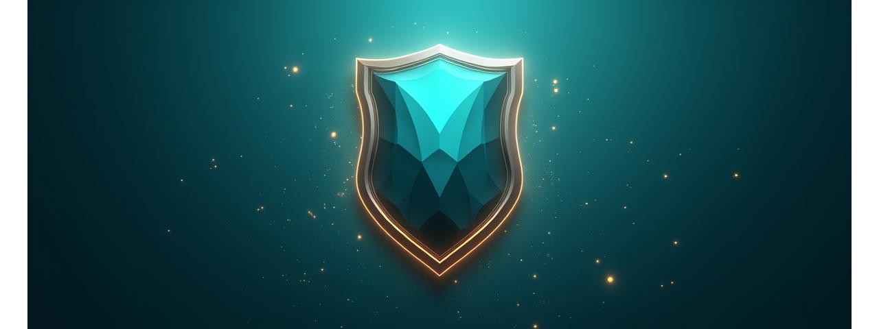 A stylized shield icon representing data protection and privacy, set against a background of abstract digital lines.